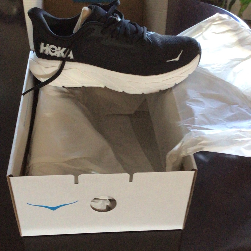 Hoka Black and White Athletic Sneakers